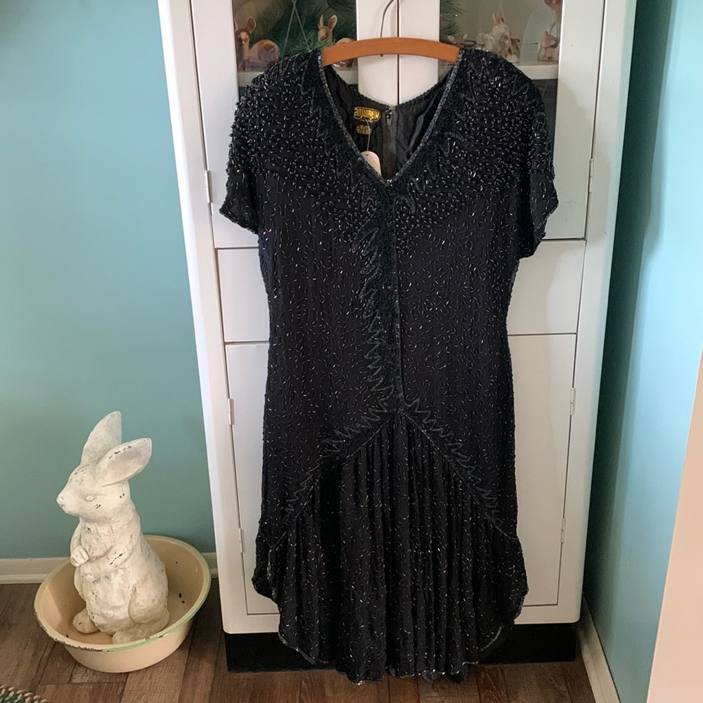 Anjumun California Vintage fully beaded silk dress nwt